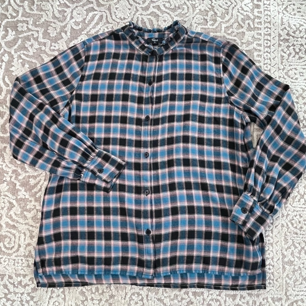 Rails Blue And Black Plaid Button Down Shirt - image 7